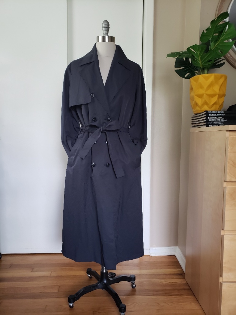 The Drop Black Trench Coat Size Medium NEW